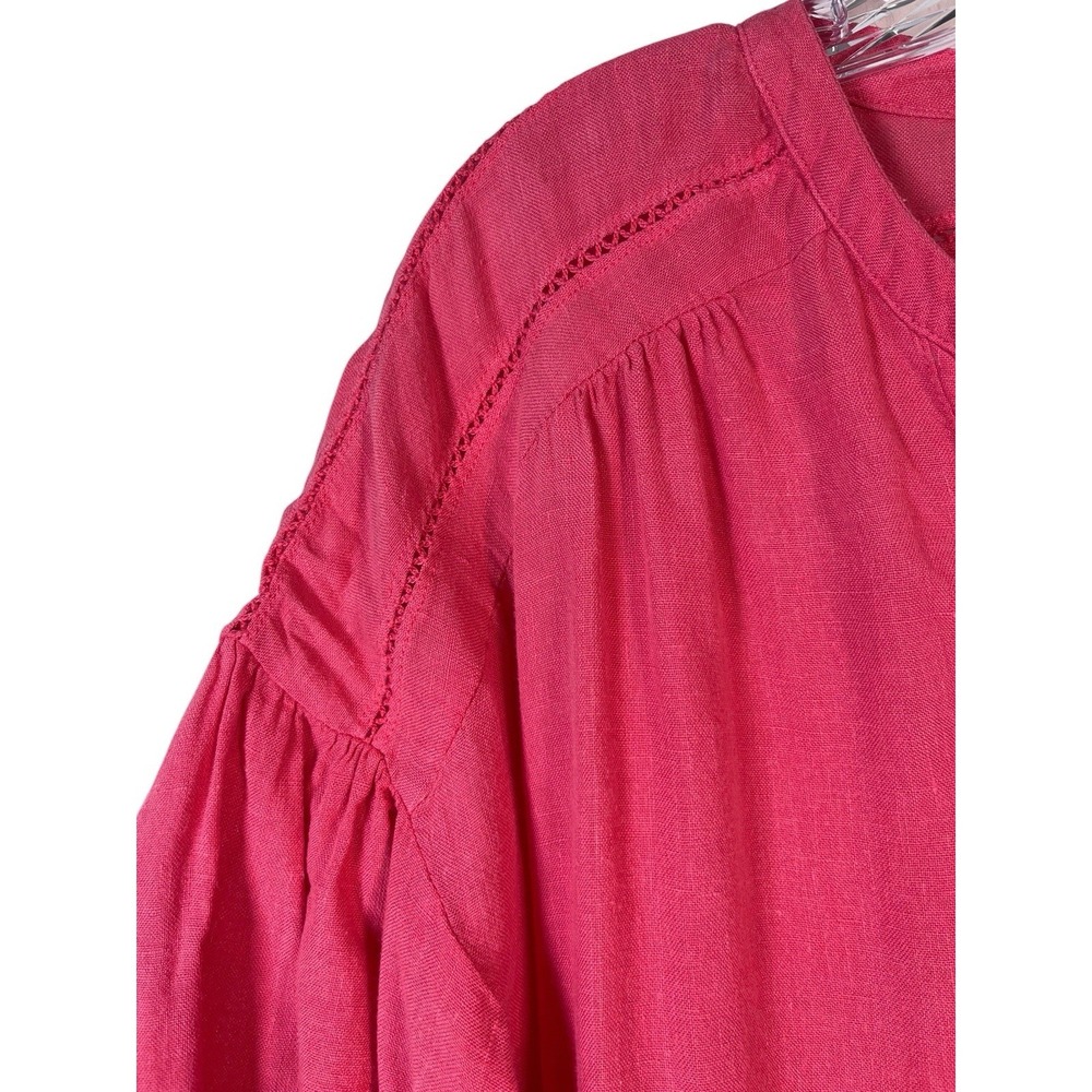 NWOT J McLaughlin Dress Sz L Nylee 100% Linen Coral Rose Pink 3/4 Sleeve Pockets - Picture 4 of 15